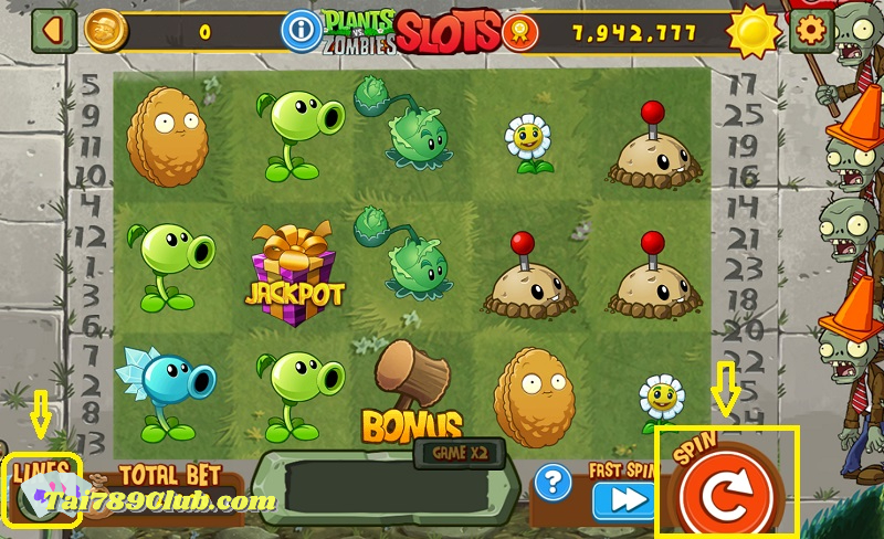 Các bước chơi game Plants Vs Zombies Slots 789 Club